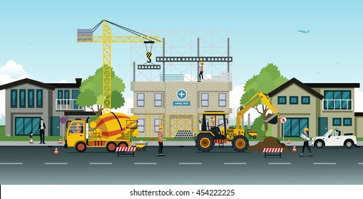 Construction and home renovation with engineers oversee safety first.