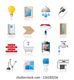 Construction And Home Renovation Icons - Vector Icon Set