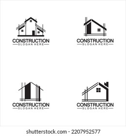 Construction, home repair, and Building Concept Logo Design, Home building Construction vector logo template