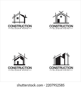 Construction, home repair, and Building Concept Logo Design, Home building Construction vector logo template