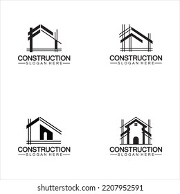 Construction, home repair, and Building Concept Logo Design, Home building Construction vector logo template