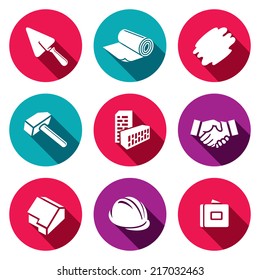 Construction and home repair flat icons set