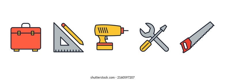 construction and home repair set icon symbol template for graphic and web design collection logo vector illustration