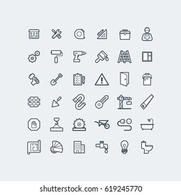 Construction, home repair tools, web icons set