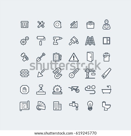 Construction, home repair tools, web icons set