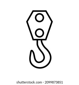 Construction hook line icon, Industrial hook vector logo isolated on white background