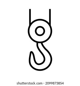 Icono de línea gancho de construcción, logo del vector de gancho industrial aislado en fondo blanco