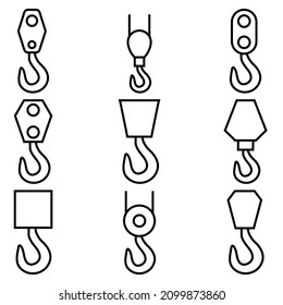 Construction hook line icon, Industrial hook vector logo isolated on white background