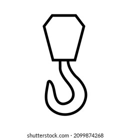 Icono de línea gancho de construcción, logo del vector de gancho industrial aislado en fondo blanco