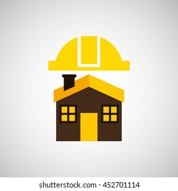 construction house with a helmet, vector illustration