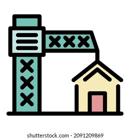 Construction of the house icon. Outline construction of the house vector icon color flat isolated