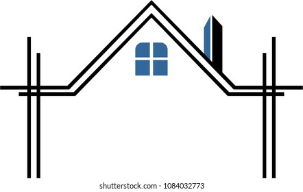construction of the house logo design