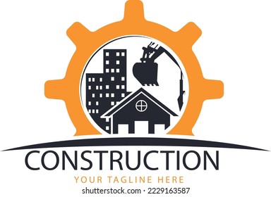 Gráfico de diseño del logotipo de la casa de construcción
