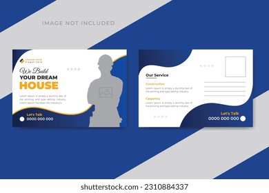 Construction and house renovation real estate services postcard design template