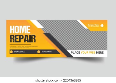 Construction and house renovation services cover web banner and social media post  design template