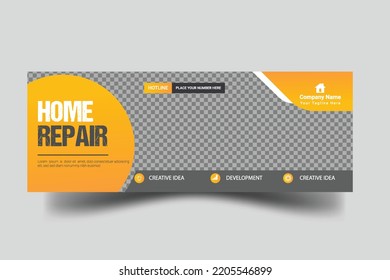 Construction and house renovation services cover web banner and social media post  design template