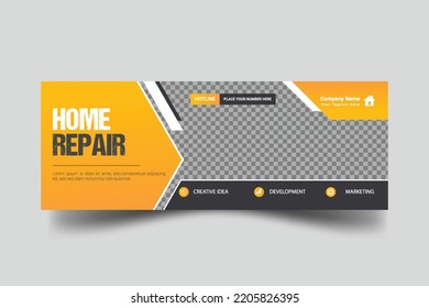 Construction and house renovation services cover web banner and social media post  design template
