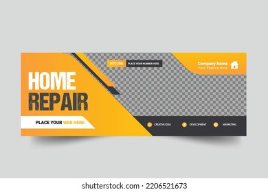 Construction and house renovation services cover web banner and social media post  design template