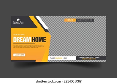 Construction and house renovation services social media post and web banner design template