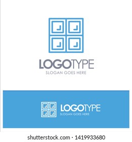 Construction, House, Window Blue Outline Logo Place for Tagline