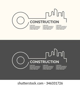 Construction houses. Elements for cards, illustration, poster and web design.