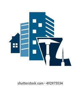 Construction of houses for symbol of the vector