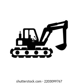Construction hydraulic excavator icon | Black Vector illustration |