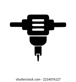 Icono de perforación de martillo hidráulico de construcción | Ilustración del vector negro |