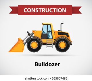 Construction icon with bulldozer illustration
