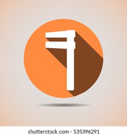 Construction icon calipers in orange background with shadow