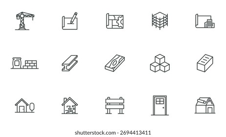 construction icon collection line vector design illustration template in trendy style