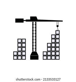 Construction Icon. Crane Symbol for Info Graphics, Design Elements, Websites, Presentation and Application - Vector.