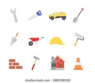 Construction icon in Flat style design