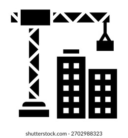 Ilustración vectorial de diseño de glifo de icono de construcción