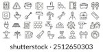 Construction icon. Construction linear icons set. Line art style icons.