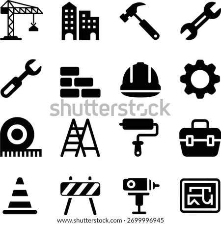 Construction Icon Pack Modern Building, Tools Engineering Vector Icons
