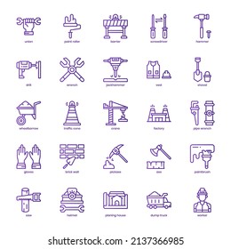 Construction icon pack for your website design, logo, app, UI. Construction icon basic line gradient design. Vector graphics illustration and editable stroke.