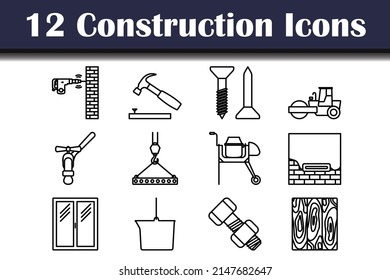 Construction Icon Set. Bold outline design with editable stroke width. Vector Illustration.