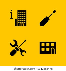construction icon set. building, screwdriver and repair tool vector icon for graphic design and web