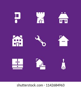 construction icon set. cabinet, saw and wrench vector icon for graphic design and web
