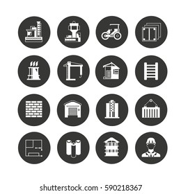 construction icon set in circle buttons
