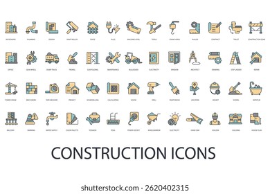 Conjunto de iconos de construcción colección. Estilo de diseño con fondo
