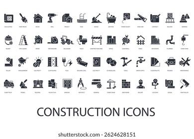 construction icon set collection .design style with background
