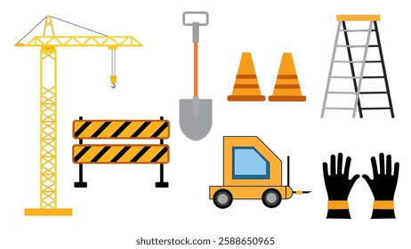 Construction icon set. Construction icon collection. Various types of Construction  icon isolated white background. Flat icon. Perfect for event, presentation, web, business, more