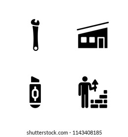 construction icon set. cutter, modern house and wall vector icon for graphic design and web