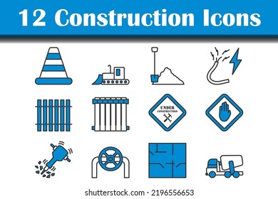 Construction Icon Set. Editable Bold Outline With Color Fill Design. Vector Illustration.