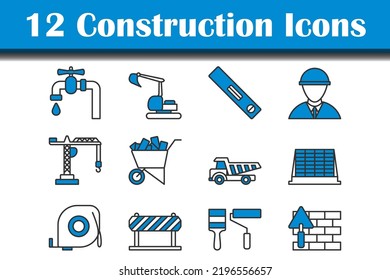 Construction Icon Set. Editable Bold Outline With Color Fill Design. Vector Illustration.