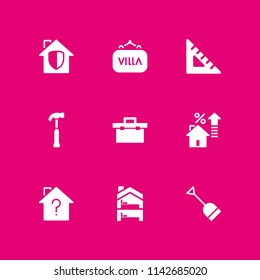 construction icon set. hammer, house and tool box vector icon for graphic design and web