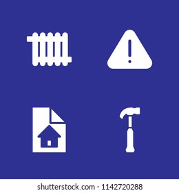 construction icon set. heater, warning and hammer vector icon for graphic design and web