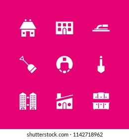 construction icon set. helmet, house and modern house vector icon for graphic design and web